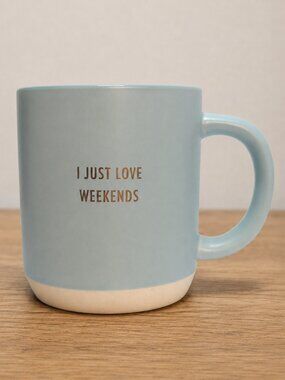 Threshold I Just Love Weekends Blue Stoneware Mug 12 oz